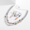 Collana Orecchini Set Abito da sera Passerella Nicchia Design Luce di lusso a tre strati Goccia d'acqua Catena clavicola Gioielli LYX110