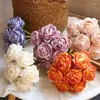 Simulazione di fiori decorativi Red Dry Burning Rose Bouquet Artificial Fake Wedding Pography Props Home Decorazione floreale