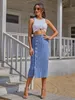 Skirts Denim Skirt Fashion Button Irregular Slit High Waist Mid Length Sexy Casual Women 230321