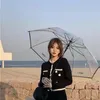 Şemsiye Tasarımcı Şeffaf Şemsiyalı Şemsar Kadın Mektup Deseni Katlanır Fullutomatik Şemsiye