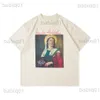 T-shirts voor heren kikker drift mode slijtage streetwear vintage jerry ontwerp mary lucy beroemde schilderij printen oversized losse t-shirt tee homme t230321