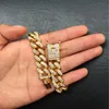 Łańcuchy kubańskie łańcuchy hip hop złota bransoletka tenisowa dla mężczyzn srebrna plastowana łańcuch miami bransoletki mrożone Diamond Jewlery