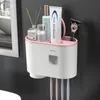 Liquid Soap Dispenser Toothbrush Holder Waterproof Toothpaste Squeezer for Toilet Pink Automatic Wall mounted Magnetic Bathroom Accessories 230320