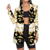 Costumes pour femmes Blazers Mode Baroque Doré Imprimé Floral Blazer Lady Bureau Vêtements Longues Vestes Drop Gros Surdimensionné 230321