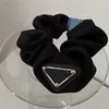 Triangoli oversize scrunchie nylon nero filato cravatta per capelli da uomo trucco tessuto smaltato trecce di raso di design smaltato nessuna rottura elastici in metallo per ragazze ZB055 F23