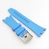 27mm Baby Blue Rubber Band 20mm Tang Buckle Strap Steel Connector Links Fit For AP 39 mm 41 mm Royal Oak Wristwatch Watch