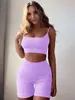 Tracksuits voor dames Chrleisure Tweede stuk sets Dames Outifites Fashion Summer Shorts Set Fitness Crop Top Seamless High Taille Suit P230307