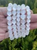 Figurine decorative Braccialetto di selenite naturale Perle rotonde bianche Cristallo di quarzo Pietra curativa Regalo di gioielli da donna