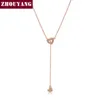 Anhänger Halsketten Halskette Für Frauen Herz Verbunden Mit Rose Gold Farbe Mode Schmuck Hergestellt Mit Österreich Kristall ZYN159Pendant