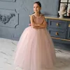 Girl's Dresses 5-14Y Teenage Bridesmaid Girl Long Evening Dress Children Kids Dresses for Girls Graduation Communion Gown Prom Party Lace Dress W0314