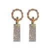Frankrikes stil kvinnors lyxiga zirkon fyrkantiga hängande örhängen guldfärg rund blanka högkvalitativa örhängen för kvinnor trendiga smycken GC1979