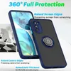 Clear Matte Ring Holder Telefonfodral för iPhone 15 Pro Max Samsung Galaxy A55 S24 Ultra Plus Moto G Stylus Power Play 5G 2024 Magnetic Hybrid Covers