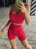 Kadın Tankları Kadın Seksi Yoga Tek Parça Set Yaz Dairiz Spor Sütun Mahsul Üst Moda Gym Fitness Egzersiz Düz Renk Şortları Uzun Pantolon