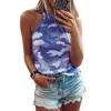 Damestanks zomer dames camouflage printen mouwloze halter top mode casual veelzijdige vrouwelijke dame tops shirts