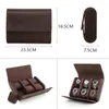 Titta på lådor Luxury Leather Box Case 6 Slots Vintage Crazy Horse Skin Handmade Creative Outdoor Travel Storage
