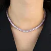 Choker 2023 Luxus 5mm Rundschnitt Lila Cz Gepflasterte Frauen Halskette Mit Silber Farbe Überzogen Hip Hop Schmuck Großhandel