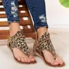 Sandals Women Leopard Pattern Anti-slip Cover Heel Flip-Flop Beach Shoes