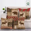 Kudde Personlig djurfall Brev Geometri Square Tree Moose Elk Bear Forest Decoration Farmhouse SOFA Cover T291