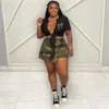 2024 Designer brand Summer tracksuits Plus size 3XL Women outfits Short sleeve Bandage shirt top Camouflage shorts skirt two pieces set Casual Sportswear 9523-5