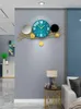 Relógios de parede relógio mudo simples com pêndulo oval de decoração de casa única sala de estar espelho de vidro de luxo recarre