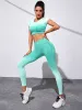 Dames gym 2 -delige yoga set hoge taille geribbelde yoga -outfits naadloze sporttop billen tillen leggings trainingsoefening jogging pakken vrouw