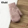 Five Fingers Gloves 8Color Women Winter Thick Knitted Cashmere Double Layer Plush Wool Knit Warm Mittens Female Girl Full