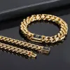 Bracelets de charme Hip Hop Bijoux de mode en acier inoxydable Chunky Cubain Miami Bracelet plaqué or 18 carats pour hommes 230320