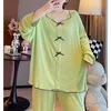 Pigiameria da donna Large Size 6XL 150KG Primavera Donna 2 pezzi Pigiama Set Pigiama Sleepwear Manica lunga Large Size Full Sleepwear Clothess Sleep Tops 230321