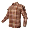 Men's Casual Shirts Men Long Sleeve Breathable Cotton Plaid Shirt Army Fan Plaid Tactical Shirt Women Outdoor Hiking Training Uniform Military Shirt 230321