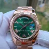 12 Orologi da uomo a colori Orologio da uomo U1f FACTORY ST9 Verde Champagne Bianco Automatico 2813 Movimento Everose Time Date Orologi da polso in oro rosa con cristallo al cioccolato