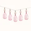 Ljuskrona Crystal 10st 50mm Glass Prism Teardrop Pendant with Octagon Beads Bow Tie Connector Prisms Parts (Pink)