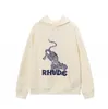 Felpe con cappuccio da uomo Rhude Felpa con cappuccio Pullover Lettera lunga Abbigliamento Abbigliamento sportivo Manica Us Casual Rude Giacca Autunno Con cappuccio Inverno Donna 741 Sp2z