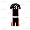 Męskie dresy, anime haikyuu cosplay Come Karasuno High School Volleyball Club i strój szorty zwykłe koszulki sportowe T230321