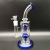 11 Inches Heady Bong Twin Layer Jelly Fish Filter Blue Glass Water Hookah Pipes Bongs Water Bottles Dab Rig Water Pipe Size 18mm Female Joint Wholesale