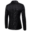 Мужские костюмы Пиджаки Черный жаккардовый бронзовый пиджак с цветочным принтом Мужской люксовый бренд с одной пуговицей Пиджак Мужской Свадебная вечеринка Сценический костюм Homme 2XL 230320