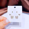 Stud -oorbellen migga 3 paren kubieke zirkoon bowknot set gouden kleur vergulde cz kristal vrouwen geschenk sieraden