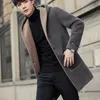 Men's Wool Blends Winter Long Jacket Hooded Casual Business Trench Coat Social Streetwear en Windbreaker Clothing 230320