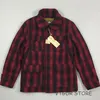 cappotto di lana di plaid rosso