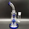 11 Pouces Heady Bong Double Couche Jelly Fish Filtre Bleu Verre Narguilé Pipes Bongs Bouteilles D'eau Dab Rig Tuyau D'eau Taille 18mm Joint Femelle En Gros