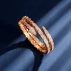 Bracelets Bangle Designer Collection Style Jewelry Women Lady Settings Full Diamond Plated Gold Color Double Circle Snake Serpent Snakelike Dinner Party