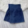 Kjolar kuzuwata ankomst japansk mujer faldas sommar slits denim kjol hög midje knapp smala kulottar solida mode mini jupes 230321