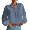 Bluzki damskie Latarn Long Rleeve luźne kurczące się mankiety widoczne z koronkową patchworką swobodną koszulą bluzkę codzienną odzieżą