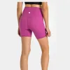 Lu lu shorts de yoga ll sem costura alinhar esportes femininos cintura alta calças de 3 pontos correndo fiess ginásio roupa interior treino leggings dentro do bolso