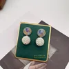 Stud Earrings Cute Pearl Ball Charm Purple Resin Glitter Pendant Korean Jewelry