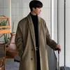 Męskie okopy płaszcze męskie koreańskie trendy luźne męskie, jednopasmowe jesienne płaszcz w kolorze jesiennym zimowym modnym płaszczem