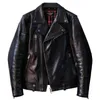 Herrläder CDJ-35 Asiatisk storlek Super Top Quality Heavy äkta italiensk Cow Slim Classic Cowhide Stylish Rider Jacket