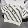 T-shirt pour femmes Designer New Women t Shirts Tee Knits Vest Tops with Letters Beads Girls Crop High End Luxury Brand Stretch Short Sleeve Striped Pullover Shirt 6HWR