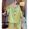 Pigiameria da donna Large Size 6XL 150KG Primavera Donna 2 pezzi Pigiama Set Pigiama Sleepwear Manica lunga Large Size Full Sleepwear Clothess Sleep Tops 230321