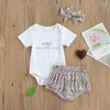 Zestawy odzieży 3PCS Baby Summer Stroje Letter Drukuj krótkie rękawy Romper Leopard Print Shorts Pałąk dla dziewcząt maluch 018 miesięcy Z0321