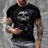 T-shirts pour hommes Hommes et femmes caual thirt Printemps Été Respirant Vintage Skull 3D Print T-Shirt O-Neck Hip Hop Top Horror Caual T Shirt Harajuku Wide Clothing